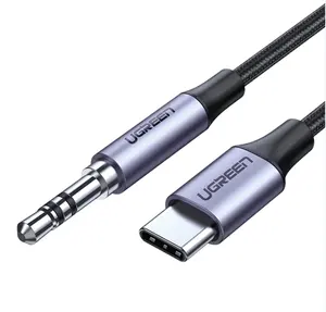 UGREEN USB C ~ 3.5mm 오디오 어댑터 하이파이 스테레오 타입 C ~ Aux 헤드폰 남성 코드 자동차 보조 꼰 케이블