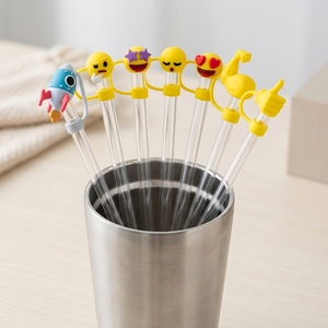 Drinkware Accessories Yellow Round Shape 3d Silicone <strong>Straw</strong> Topper Cover <strong>Hat</strong> for 10mm <strong>Drinking</strong> <strong>Straw</strong> - Product Image 5