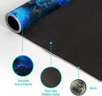 Tapis de souris de jeu personnalisé, design nébuleuse bleue et violette, transfert thermique, antidérapant, en caoutchouc naturel, tissu anti-rayures