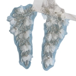 Aplique de <span class=keywords><strong>Chiffon</strong></span> com Strass e Miçangas, Bordado Artesanal em Tule para Vestido de Noiva Chinês Cheongsam - Suprimentos para Noivas - Product Image 5