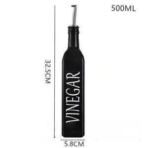 Ensemble distributeur d'huile et de <span class=keywords><strong>vinaigre</strong></span> en verre noir et <span class=keywords><strong>blanc</strong></span> de 500 ml avec salières et poivrières, support métallique, ensemble de condiments de cuisine minimaliste - Product Image 5
