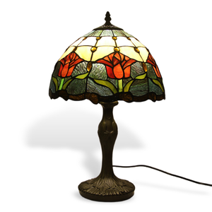 Lámpara de mesa LED estilo <span class=keywords><strong>Tiffany</strong></span> de Diseño Europeo con pantalla de cúpula de vidrieras DC Power para dormitorio y sala de estar - Product Image 3