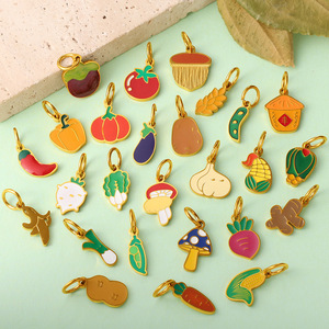 Colgantes de acero inoxidable con forma de vegetales para hacer pulseras, accesorios de joyería DIY, formas mixtas chapadas - Product Image 1