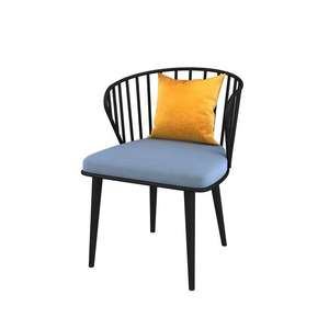 Ghế ăn sắt kiểu Bắc Âu, ghế thư giãn nhà hàng khách sạn, ghế lưng cong có đệm nhung, lưng rỗng - Product Image 5