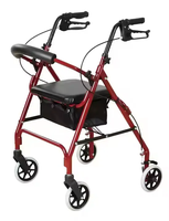 Déambulateur pliant en aluminium pour personnes âgées avec siège et chariot de courses