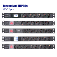 Unité de Distribution d'alimentation en rack 10A-20A personnalisée en usine (PDU) avec prises C13/C19/français/UK/Schuko pour armoires de rack de serveur