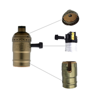 Support de lampe de bureau à douille en bronze E26 E27 pour ampoule Edison Supports de lampe de table Bases à côté d'or noir argent