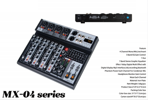 Bộ trộn âm thanh 4/6 kênh chuyên nghiệp với 16 hiệu ứng DSP 3 băng tần EQ MP3 <span class=keywords><strong>Bluetooth</strong></span> USB ghi âm âm thanh nổi và điều khiển khuếch đại - Product Image 3