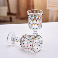 Verre à jus transparent en verre pressé, épaissi, motif diamant vintage, verre à flûte, verre à vin rouge