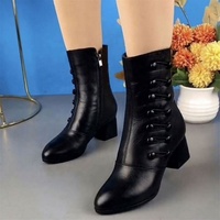 Bottes pour femmes en cuir PU noir de qualité supérieure, fabriquées par Ruizi, avec fermeture éclair sur le dessus, talon haut, chaussures de luxe pour l'hiver