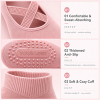 Chaussettes de yoga athlétiques tricotées personnalisées brodées sur mesure, nouvelles chaussettes antidérapantes en coton OEM pour Pilates