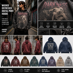 เสื้อฮู้ดดี้พิมพ์ลายดิจิตอลแบบทำสีซีดสไตล์วินเทจทรงโอเวอร์ไซส์ สตรีทแวร์ ผ้าฝ้าย ผลิตโดย OEM ผู้ผลิตเสื้อฮู้ดดี้ Prestige Angel - Product Image 4