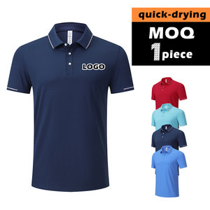 เสื้อโปโลแขนสั้นวัสดุกันเหงื่อเสื้อกอล์ฟแบบพอดีตัวปกติ - Product Image 1