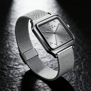 Reloj de Cuarzo SABR con Números Arábigos, Reloj de Lujo para Hombre de Negocios, Acero Inoxidable, Aleación, Rectangular, Puntero, 30 mm - Product Image 4