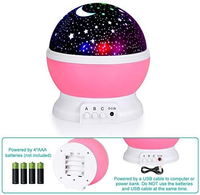 Projecteur d'étoiles rotatif à 360 degrés pour chambre romantique, 4 ampoules LED, 8 couleurs changeantes, projecteur de lumière nocturne pour bébé et enfant