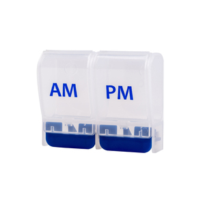 Portable <span class=keywords><strong>PP</strong></span> 2 compartiments AM <span class=keywords><strong>PM</strong></span> boîte à pilules adaptée aux voyages organisateur de pilules hebdomadaire 2 fois par jour boîte à pilules - Product Image 6