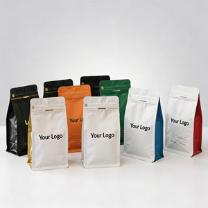 Bolsas de Café con Fondo Plano Impresas Personalizadas de Grado Alimenticio, Bolsas de Embalaje con Cierre de Cremallera de Papel de Aluminio para Alimentos, Comestibles y Regalos - Product Image 1