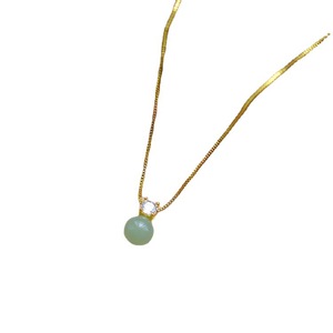 Single Hetian Jade Diamond Necklace Ball Shape Claw Setting Everyday Wear Clavicle Chain Geometric Design Lucky Bead Choker - Product Image 5