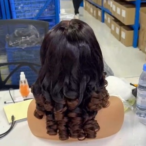 Human <b>Wigs</b> Bouncy Curly <b>Bob</b> Human Hair <b>Wigs</b> 5*5 Lace Frontal <b>Wig</b> 250% Bouncy Curly Lace Front Fast Shipping - Product Image 1