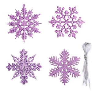 4-Inch Plastic Glitter Christmas <b>Tree</b> Hanging Snowflake Ornament - Product Image 6