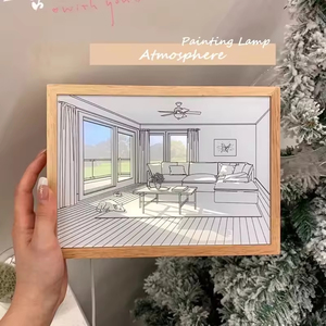 Lámpara Mural Decorativa para el Hogar Creative Life, Lámpara LED Recargable, Marco de Fotos con Diseño de Madera, Lámpara de Mesa con Luz de Dibujo - Product Image 2