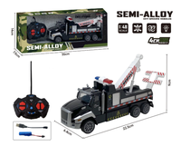 Camion de dépannage semi-alliage télécommandé 4 canaux à forte puissance avec éclairage LED, simulation de voiture de police de sauvetage, jouet
