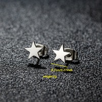 Boucles d'oreilles clous en acier inoxydable plaqué or 18 carats et argent PVD, motif étoile à cinq branches, pour femme