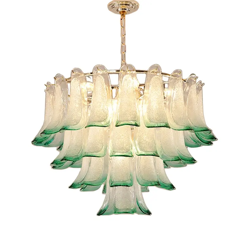 Итальянский дизайн, витражные подвесные светильники, современная роскошная люстра для гостиной, спальни, круглая голубая Бирюзовая стеклянная люстра с листьями