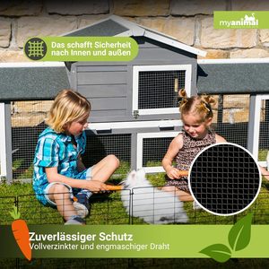 Cage à lapins en bois à deux étages, maison pour animaux de compagnie en bois, multifonctionnelle, résistante à l'hiver, avec toit en asphalte imperméable, toutes saisons - Product Image 6
