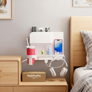 Organisateur mural de chevet, étagère flottante sans dommage, étagère <span class=keywords><strong>murale</strong></span> amovible pour téléphone, télécommande - Product Image 6