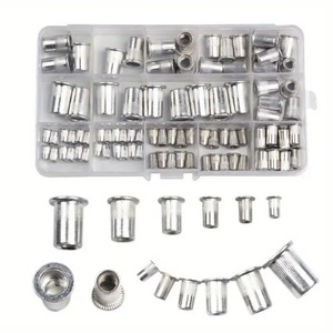Aluminum <b>Rivet</b> <b>Nuts</b> 190Pcs Metric Coarse Thread Flat Head Slotted Drive Set For Metal Fastening - Product Image 1