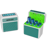 Chargeur de batterie hybride à couvercle rabattable : Chargeur intelligent de remplacement pour piles Ni-MH 1,2 V et Li-ion 1,5 V, boîte de charge à 8 emplacements pour piles AA AAA au lithium