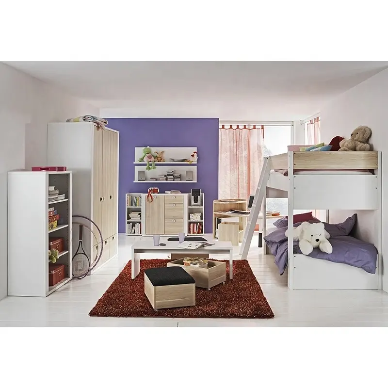 Nova 20BWB035 Hoge Kwaliteit Mdf Baby Kid 'S Stapelbedden Met Trappen Wit Twin Kinderen Dubbele Slapen Bed Houten Meisjes slaapkamer Set