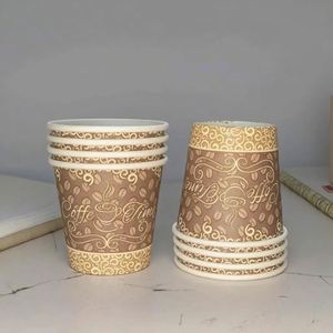 Gobelet en papier jetable de 2-5 oz, haute qualité, à paroi simple, écologique, avec logo personnalisé imprimé en feuille d'or, pour boissons chaudes et café - Product Image 1