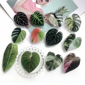 Soporte de Teléfono 3D con Diseño de Hoja Tropical Rara, Soporte Plegable para Celular con Forma de Planta Verde, Soporte de Dedo Bonito para Teléfono - Product Image 1
