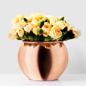 Oturma odası dekorasyon çiçek vazo bakır kaplama masa Centerpiece dekoratif çiçek vazo tencere