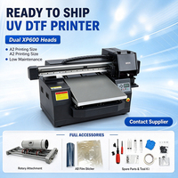 Impresora UV Plana Multifuncional A2 5060 DTF con Doble Cabezal XP600 CMYK Blanco y Barniz con Accesorio Rotatorio