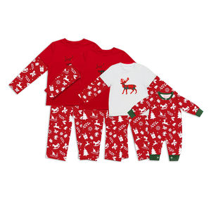 Suave Hipoalergénico 95% Bambú 5% Spandex Trajes a juego para la familia Botón de Navidad de manga larga para uso diario y navideño - Product Image 4