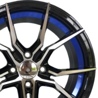 Jantes en alliage JUWA 14x5.5 ET35 CB73.1 PCD4x100 Noir Anneau intérieur bleu Multi-rayons Ajustement universel Nouvelles roues de voiture de tourisme
