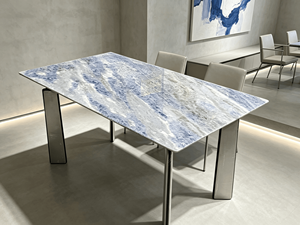 Table à manger rectangulaire moderne en quartzite bleu cristal naturel de luxe, table à manger en marbre bleu sodalite pour villa, maison, hôtel - Product Image 2