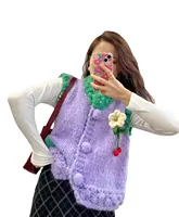VSCOO 재고 고품질 민소매 카디건 크로 셰 뜨개질 여성 수제 뜨개질 스웨터 조끼