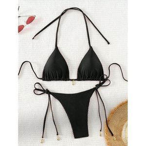 Wholesale Solid Color Bandage Bikini Fashionable Shell <strong>Swimsuit</strong> Sexy Thong Bikini <strong>for</strong> <strong>Women</strong> - Product Image 2