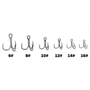 1 OUTKIT 10 chiếc 3x BLOOD SLOT Mạnh mẽ siêu sắc nét Móc <span class=keywords><strong>treble</strong></span> tròn chống gỉ Thép carbon cao 10-18 #   Móc câu ba ngạnh - Product Image 3