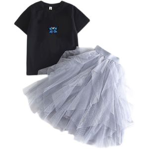 ガールズTシャツロングスカート10代の女の子服メッシュドレス101214歳の女の子夏の子供服セット - Product Image 4