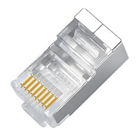 Conector Modular Ethernet FTP Blindado Cat 5e/Cat 6 8P8C para Cables de Red, Carcasa Metálica, Chapado en Oro