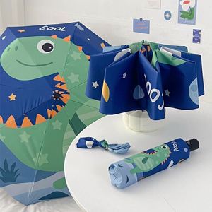 Parasol de voiture pliable automatique haut de gamme double usage, design mignon dinosaure, en PVC avec poignée en plastique, protection UV - Product Image 3
