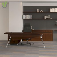 Bureau de direction moderne IULTRA, modulaire, facile à assembler, respectueux de l'environnement, en bois de mahogany MDF MFC, grand ensemble de table de bureau pour directeur