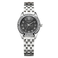 Jam Tangan Wanita Berhias Berlian Dial Kecil - Grosir Gaya Minimalis Fashion Terbaru Lintas Batas Warna Biru Es Menawan dari Bahan Alloy