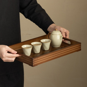 Rectangular Wooden <b>Tea</b> <b>Tray</b> With Handle Polished Finish For <b>Tea</b> Serving And Storage - Product Image 4