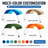 Tente de plage coupe-vent avec logo personnalisé, protection solaire UPF 50+, abri pare-soleil avec poteaux en aluminium et ancrages en sacs de sable pour le camping